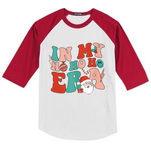 In My Ho Ho Ho Era Santa Claus Xmas Groovy Retro Christmas Gift Kids Colorblock Raglan Jersey