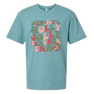 In My Holly Xmas Jolly Teacher Era Christmas Teacher Vibes Sueded Cloud Jersey T-Shirt