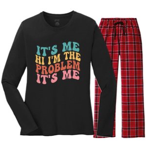 Its Me Hi I'm the Problem Its Me Groovy Retro Women's Long Sleeve Flannel Pajama Set 