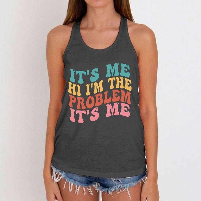 Its Me Hi I'm the Problem Its Me Groovy Retro Women's Knotted Racerback Tank