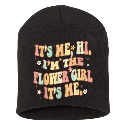 Its Me Hi Im The Flower Girl Its Me Groovy Flower Girl Short Acrylic Beanie
