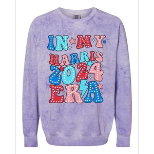 In My Harris 2024 Era Retro Groovy Vote For President Women Colorblast Crewneck Sweatshirt