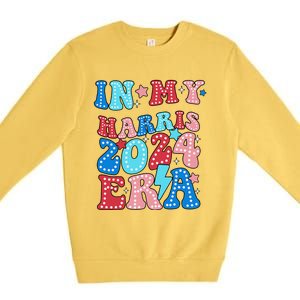 In My Harris 2024 Era Retro Groovy Vote For President Women Premium Crewneck Sweatshirt