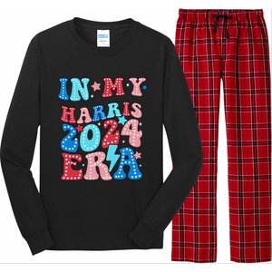 In My Harris 2024 Era Retro Groovy Vote For President Women Long Sleeve Pajama Set