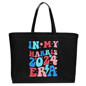 In My Harris 2024 Era Retro Groovy Vote For President Women Cotton Canvas Jumbo Tote