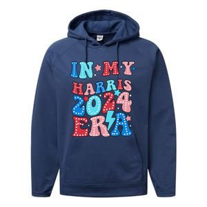 In My Harris 2024 Era Retro Groovy Vote For President Women Performance Fleece Hoodie