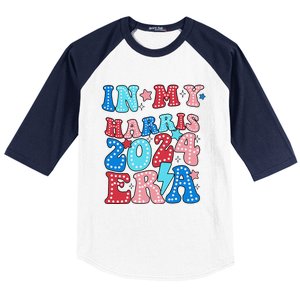 In My Harris 2024 Era Retro Groovy Vote For President Women Baseball Sleeve Shirt