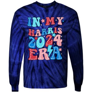 In My Harris 2024 Era Retro Groovy Vote For President Women Tie-Dye Long Sleeve Shirt