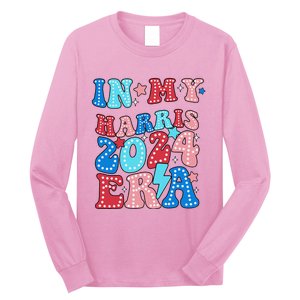 In My Harris 2024 Era Retro Groovy Vote For President Women Long Sleeve Shirt