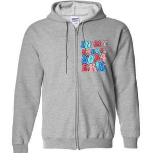 In My Harris 2024 Era Retro Groovy Vote For President Women Full Zip Hoodie