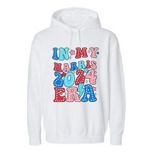 In My Harris 2024 Era Retro Groovy Vote For President Women Garment-Dyed Fleece Hoodie