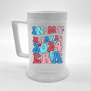 In My Harris 2024 Era Retro Groovy Vote For President Women Beer Stein