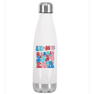 In My Harris 2024 Era Retro Groovy Vote For President Women Stainless Steel Insulated Water Bottle