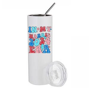 In My Harris 2024 Era Retro Groovy Vote For President Women Stainless Steel Tumbler