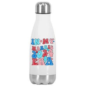 In My Harris 2024 Era Retro Groovy Vote For President Women Stainless Steel Insulated Water Bottle