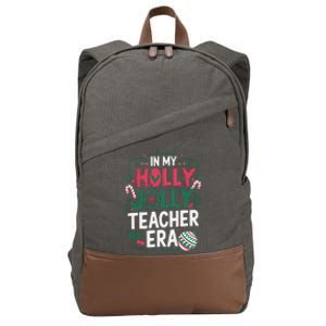 In My Holly Xmas Jolly Teacher Era Holiday Christmas Vibe Cotton Canvas Backpack