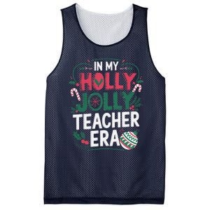 In My Holly Xmas Jolly Teacher Era Holiday Christmas Vibe Mesh Reversible Basketball Jersey Tank