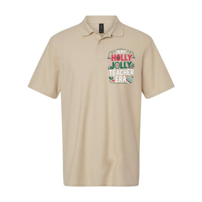 In My Holly Xmas Jolly Teacher Era Holiday Christmas Vibe Softstyle Adult Sport Polo