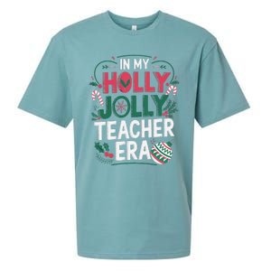 In My Holly Xmas Jolly Teacher Era Holiday Christmas Vibe Sueded Cloud Jersey T-Shirt