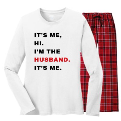 Its Me Hi Im The Husband Me & Funny Couples Women's Long Sleeve Flannel Pajama Set 