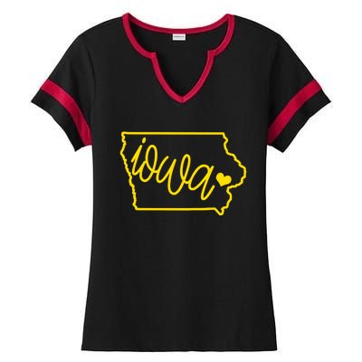 Iowa Map Iowa Lover Heaven Gold Map Ladies Halftime Notch Neck Tee