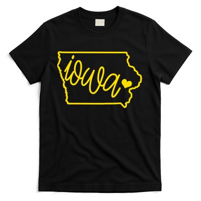 Iowa Map Iowa Lover Heaven Gold Map T-Shirt