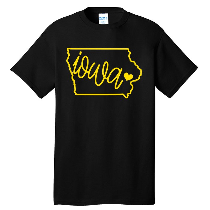 Iowa Map Iowa Lover Heaven Gold Map Tall T-Shirt