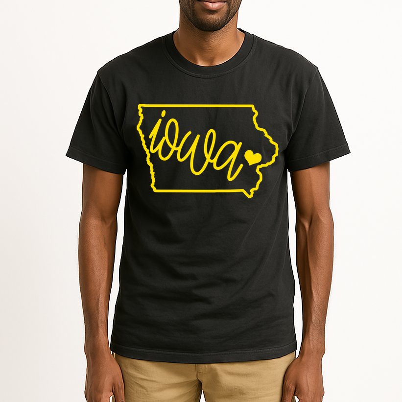 Iowa Map Iowa Lover Heaven Gold Map Tall T-Shirt