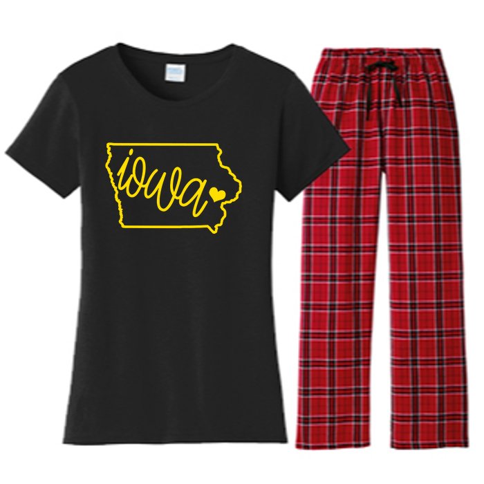 Iowa Map Iowa Lover Heaven Gold Map Women's Flannel Pajama Set