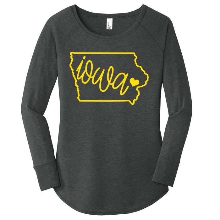 Iowa Map Iowa Lover Heaven Gold Map Women's Perfect Tri Tunic Long Sleeve Shirt