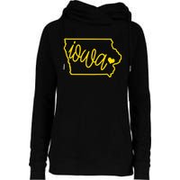 Iowa Map Iowa Lover Heaven Gold Map Womens Funnel Neck Pullover Hood