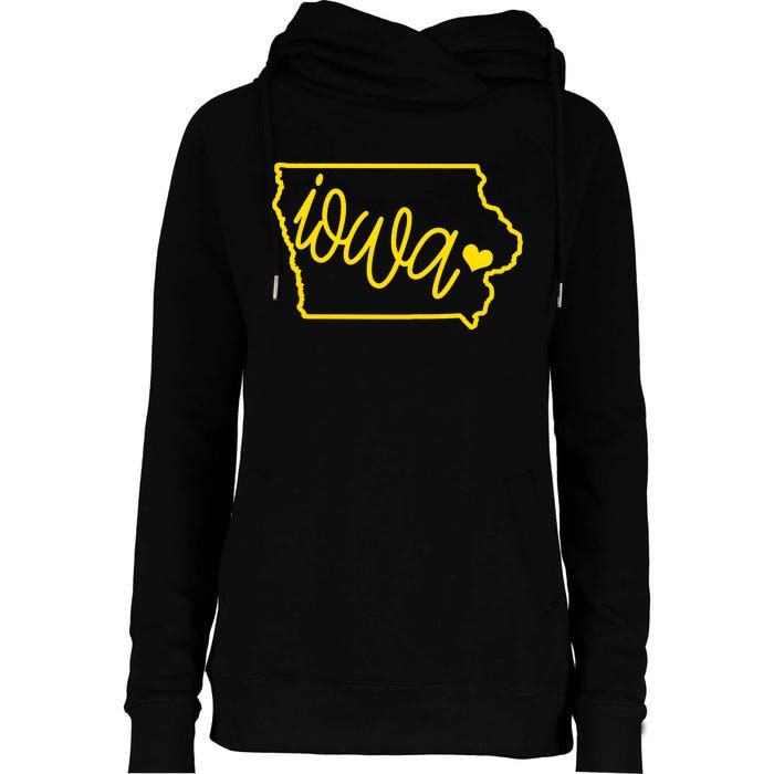 Iowa Map Iowa Lover Heaven Gold Map Womens Funnel Neck Pullover Hood