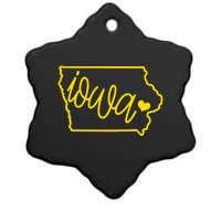 Iowa Map Iowa Lover Heaven Gold Map Ceramic Star Ornament