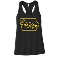 Iowa Map Iowa Lover Heaven Gold Map Women's Racerback Tank