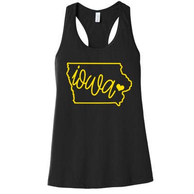 Iowa Map Iowa Lover Heaven Gold Map Women's Racerback Tank