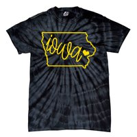 Iowa Map Iowa Lover Heaven Gold Map Tie-Dye T-Shirt