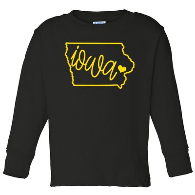 Iowa Map Iowa Lover Heaven Gold Map Toddler Long Sleeve Shirt