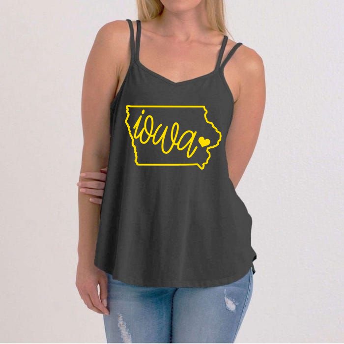 Iowa Map Iowa Lover Heaven Gold Map Women's Strappy Tank