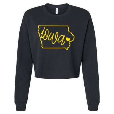 Iowa Map Iowa Lover Heaven Gold Map Cropped Pullover Crew