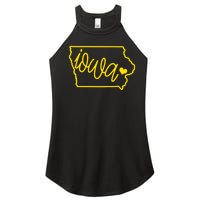 Iowa Map Iowa Lover Heaven Gold Map Women's Perfect Tri Rocker Tank