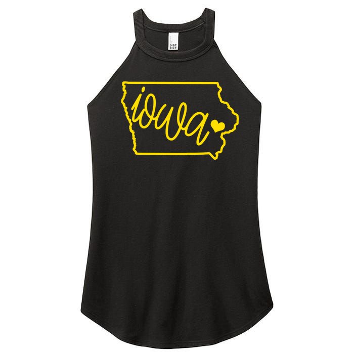 Iowa Map Iowa Lover Heaven Gold Map Women's Perfect Tri Rocker Tank