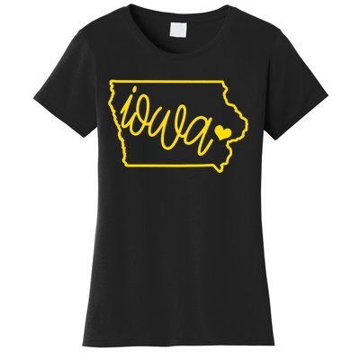 Iowa Map Iowa Lover Heaven Gold Map Women's T-Shirt