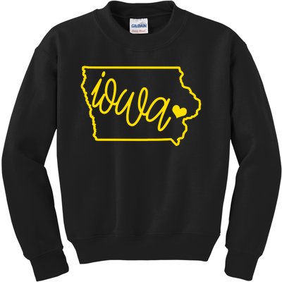 Iowa Map Iowa Lover Heaven Gold Map Kids Sweatshirt