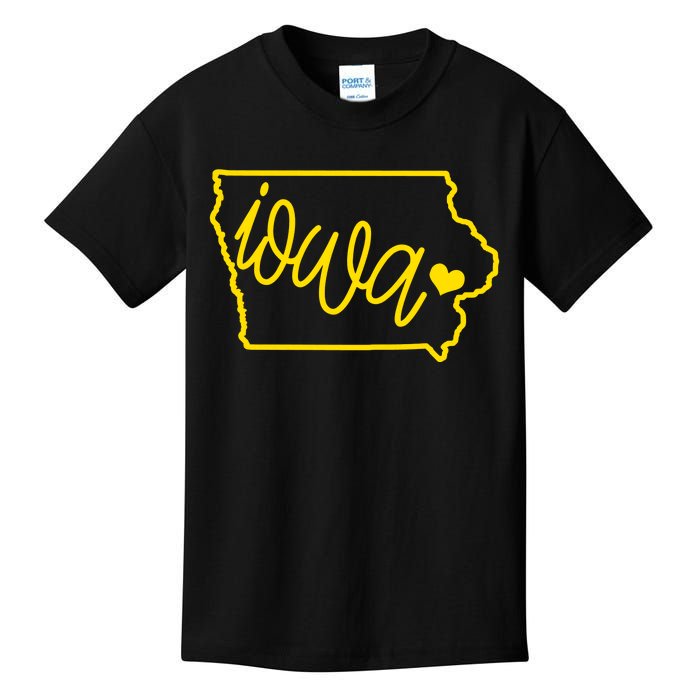 Iowa Map Iowa Lover Heaven Gold Map Kids T-Shirt