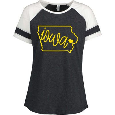 Iowa Map Iowa Lover Heaven Gold Map Enza Ladies Jersey Colorblock Tee