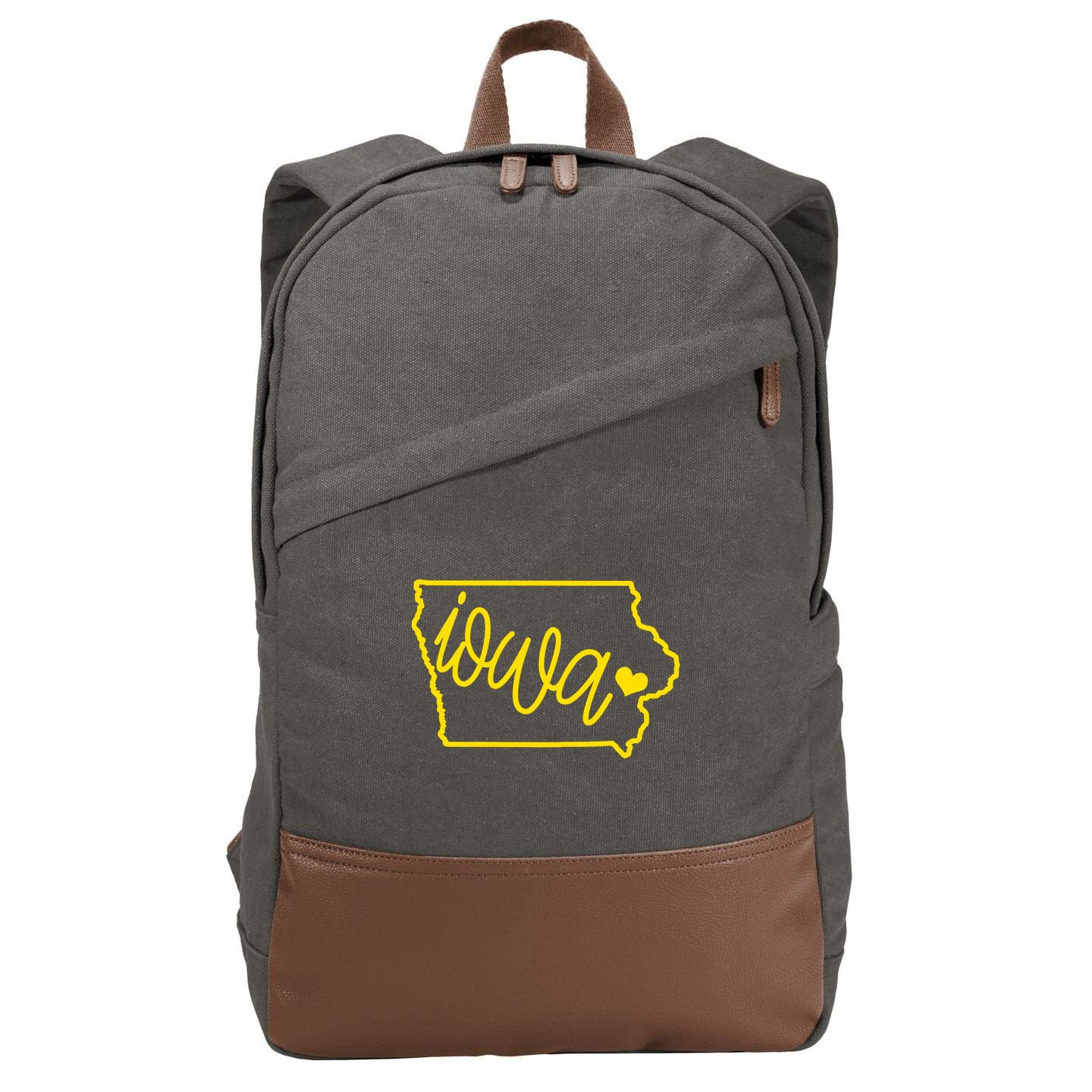 Iowa Map Iowa Lover Heaven Gold Map Cotton Canvas Backpack
