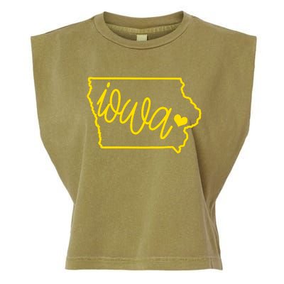 Iowa Map Iowa Lover Heaven Gold Map Garment-Dyed Women's Muscle Tee