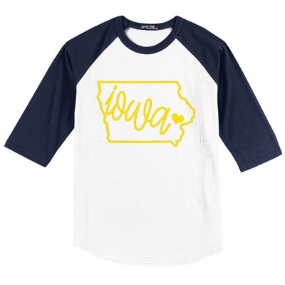 Iowa Map Iowa Lover Heaven Gold Map Baseball Sleeve Shirt