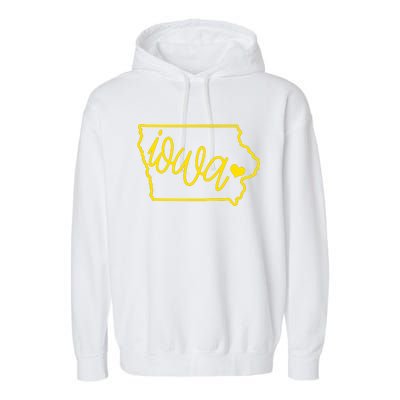 Iowa Map Iowa Lover Heaven Gold Map Garment-Dyed Fleece Hoodie