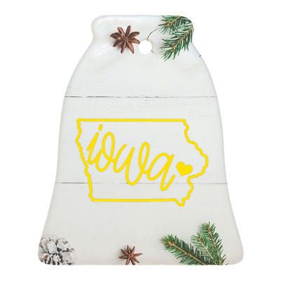 Iowa Map Iowa Lover Heaven Gold Map Ceramic Bell Ornament